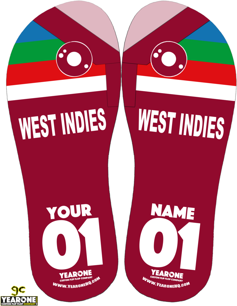 West Indies 92 Cricket World Cup - Flip-flops (800x1024), Png Download