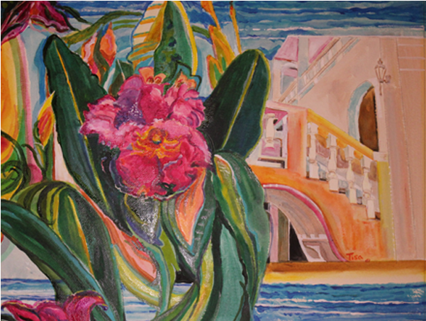 Orchid With Staircase Original - Modern Art (600x600), Png Download