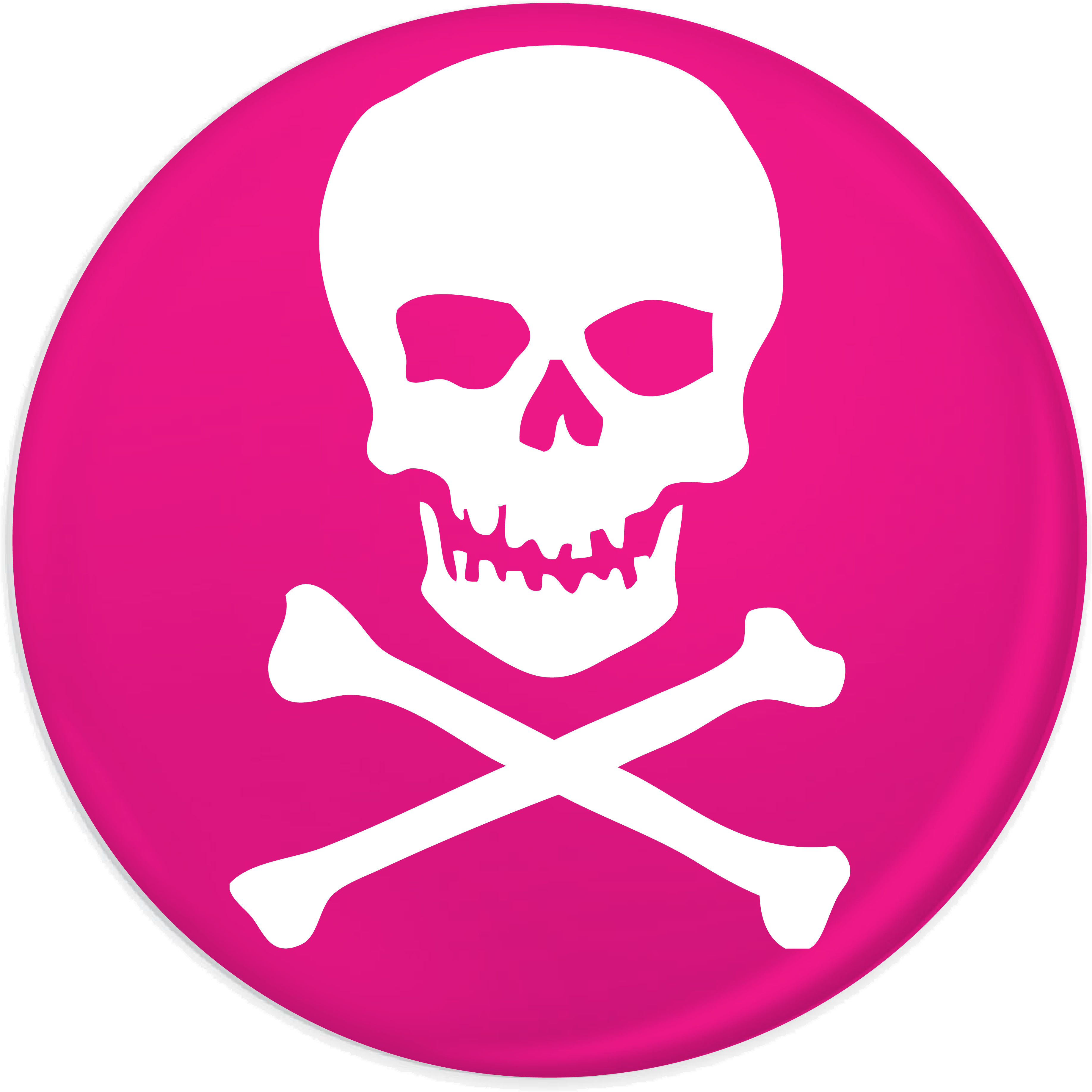 Skull Crossbones Pink Badge 3374 P - Skull (3814x3813), Png Download