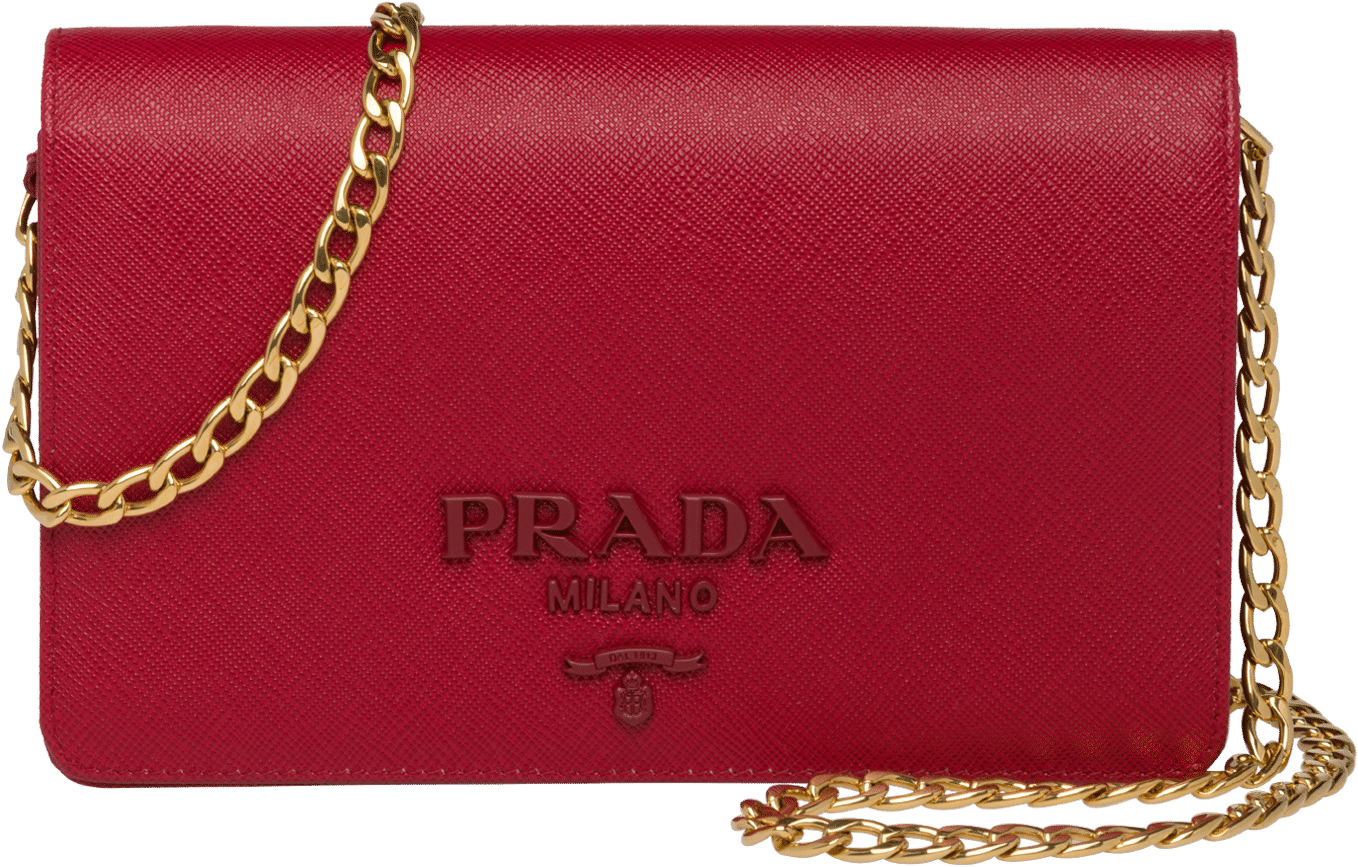 Download Prada Mini Red Bag PNG Image with No Background