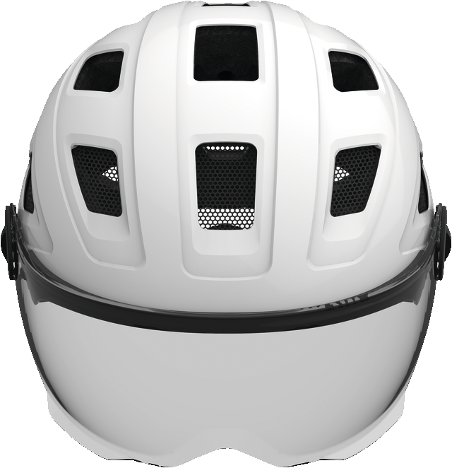 Hyban Smoke Visor Cream White Front View - Abus Hyban+ Casual Helmet (640x662), Png Download