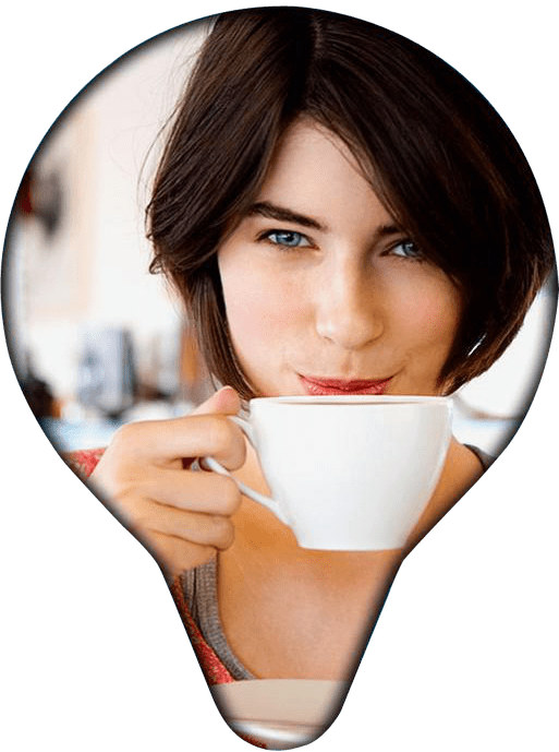 A Young Woman Drinking A Cup Of Coffee - Girl (513x689), Png Download