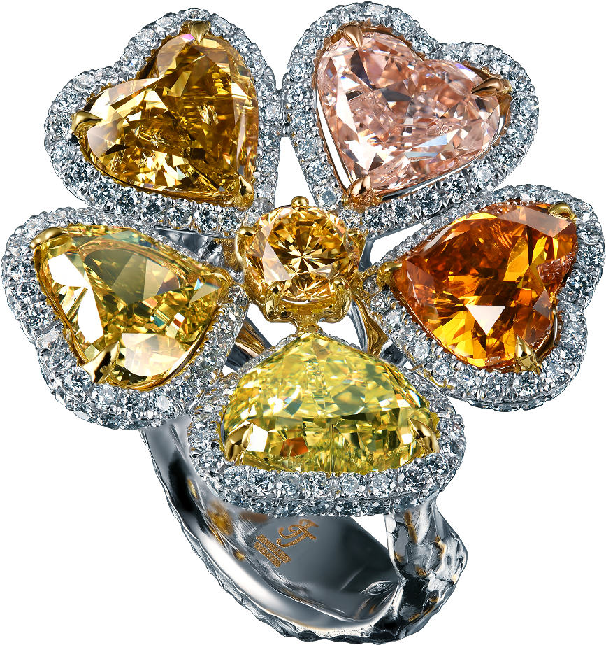 High Jewellery Ring Heart In Love Flowers Hx1 170 Wp1 - Diamond (1000x1000), Png Download