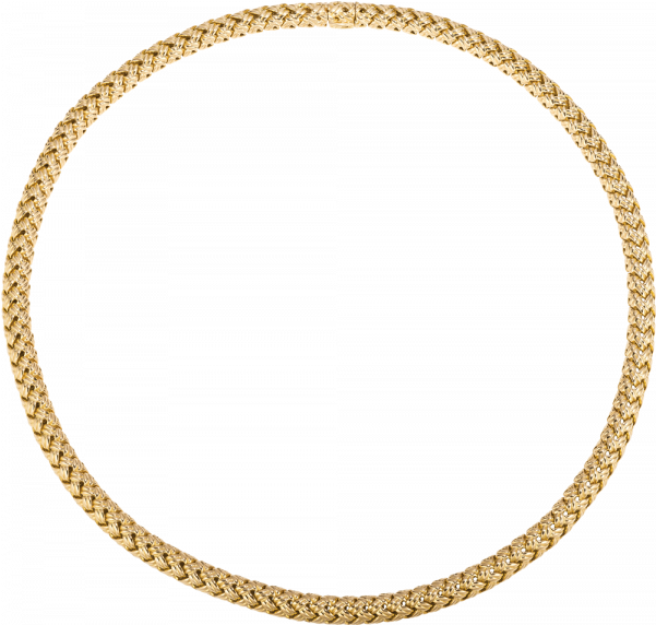 18kt Yellow Gold Vannerie Necklace - 14k Cuban Link 4mm (600x600), Png Download