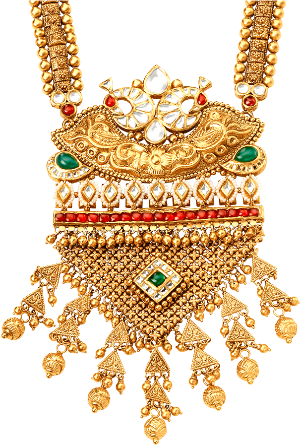 Rivaah Glass Kundan 22kt Gold Neckwear Set Jewellery - Necklace (1090x904), Png Download