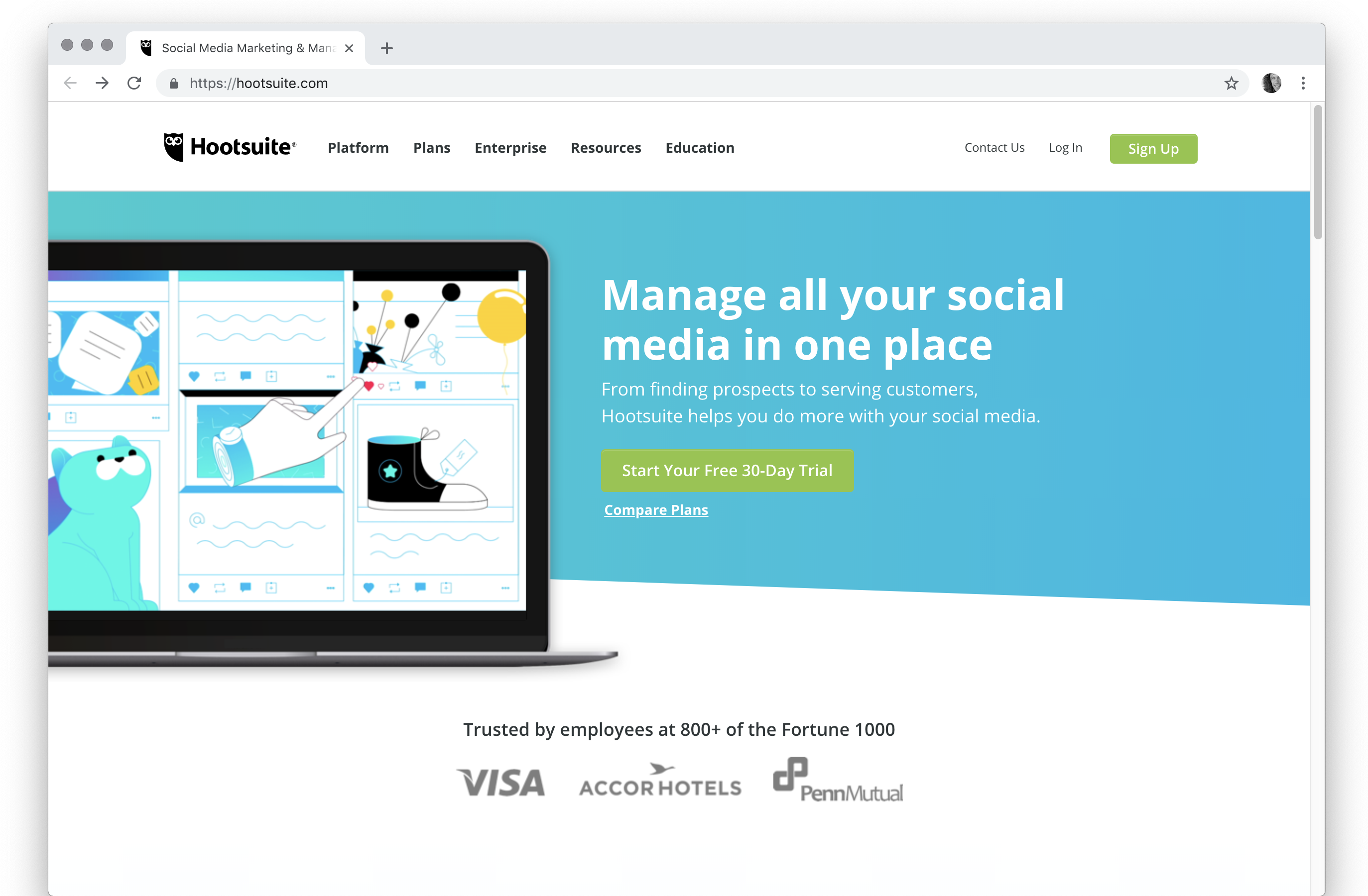 Manage All Your Social Media In One Place From Finding - Hootsuite (2788x1978), Png Download
