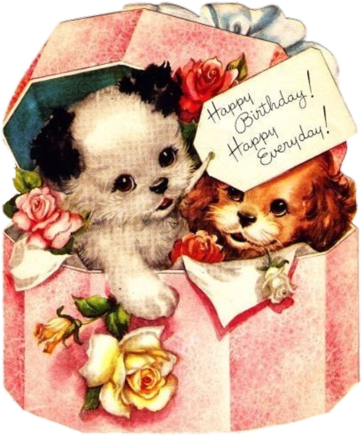 Aesthetic#my Edit - Vintage Birthday Cards With Dogs (1000x1000), Png Download