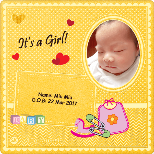 It's A Girl 999 Pure Gold Bar Yb384-b2 - Baby (600x600), Png Download