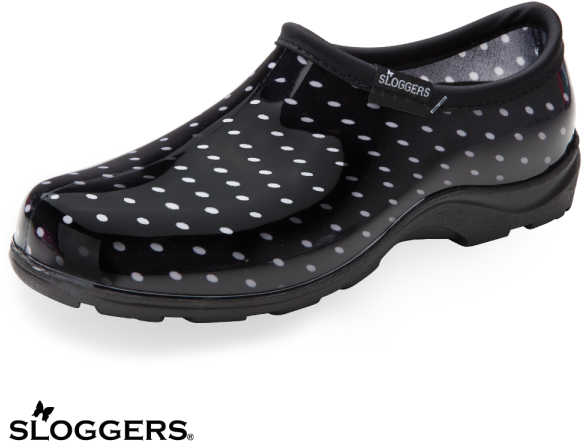 Sloggers Women's Black With White Polka Dots Nursing - Slip-on Shoe (600x720), Png Download