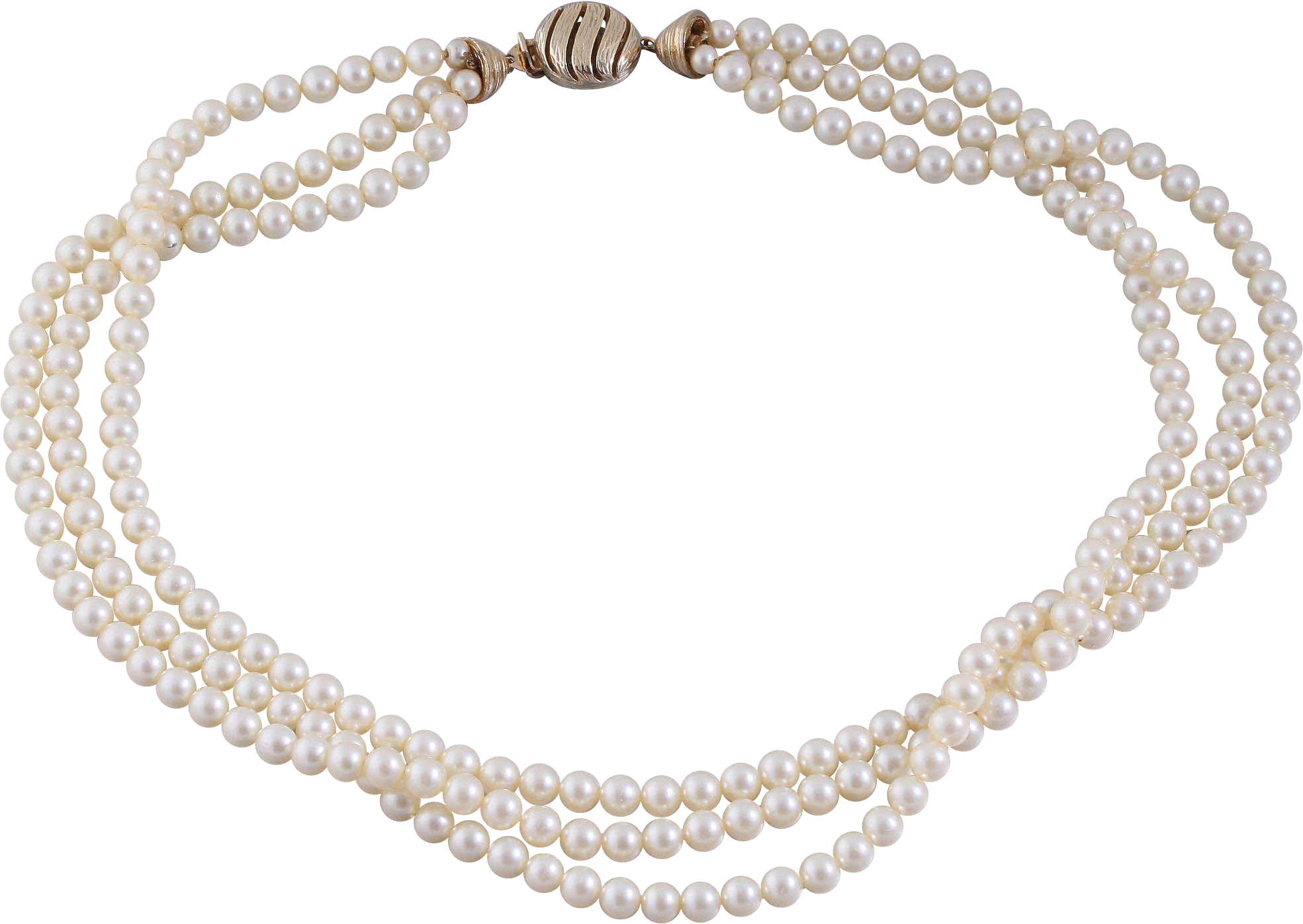 Ciner Torsade Style Three-strand Simulated Pearl Necklace - Baroda Pearls (1968x1968), Png Download
