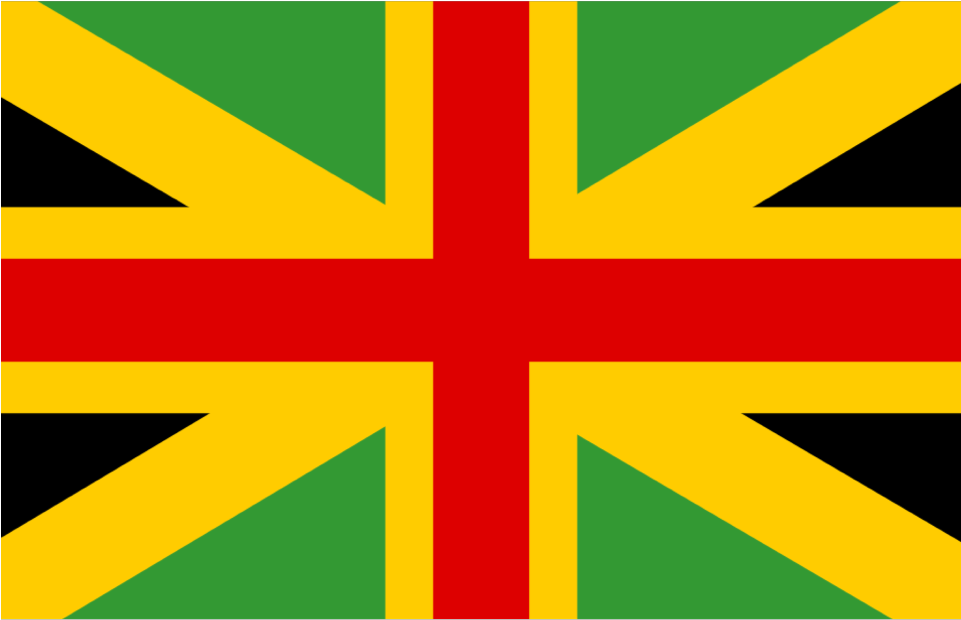 Jamaican Flag Rasta Rastafari Red Yellow Green Black - Drapeau De Grande Bretagne (1024x1024), Png Download