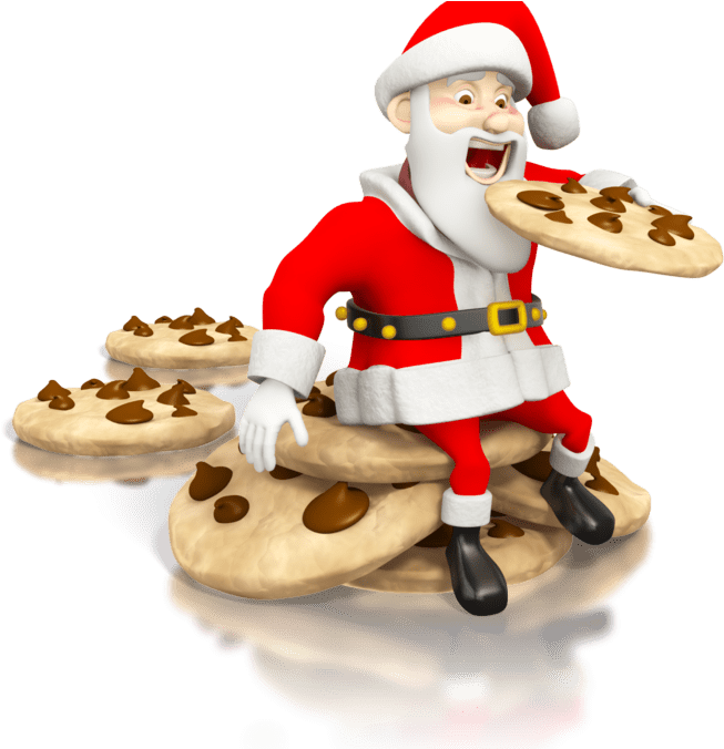 Santa Eating Cookies (800x675), Png Download