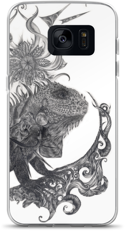 Iguana Samsung Phone Case - Cartoon (1000x1000), Png Download