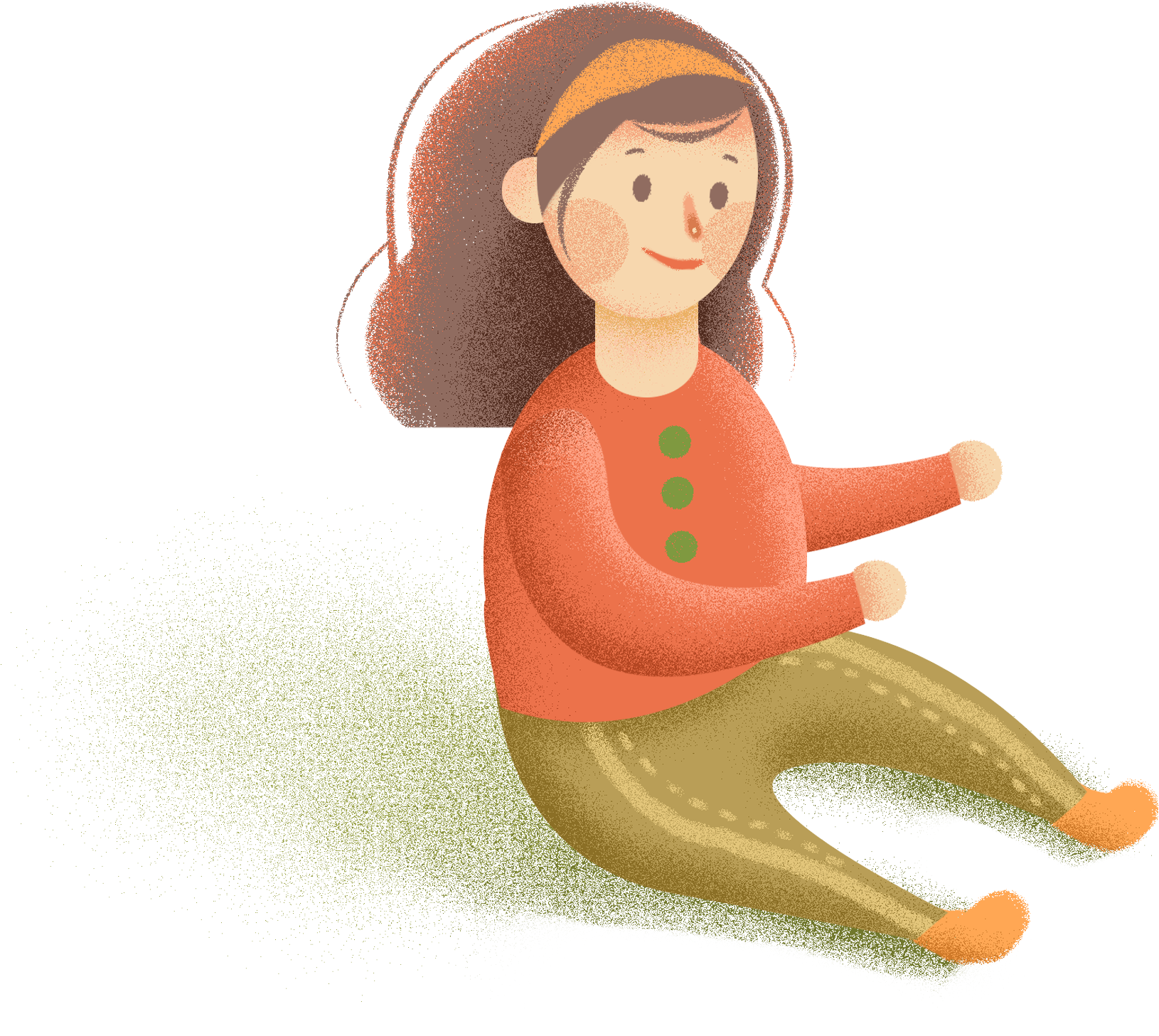 Hand Drawn Cartoon Cute Girl Png And Psd - Clip Art (2000x2000), Png Download