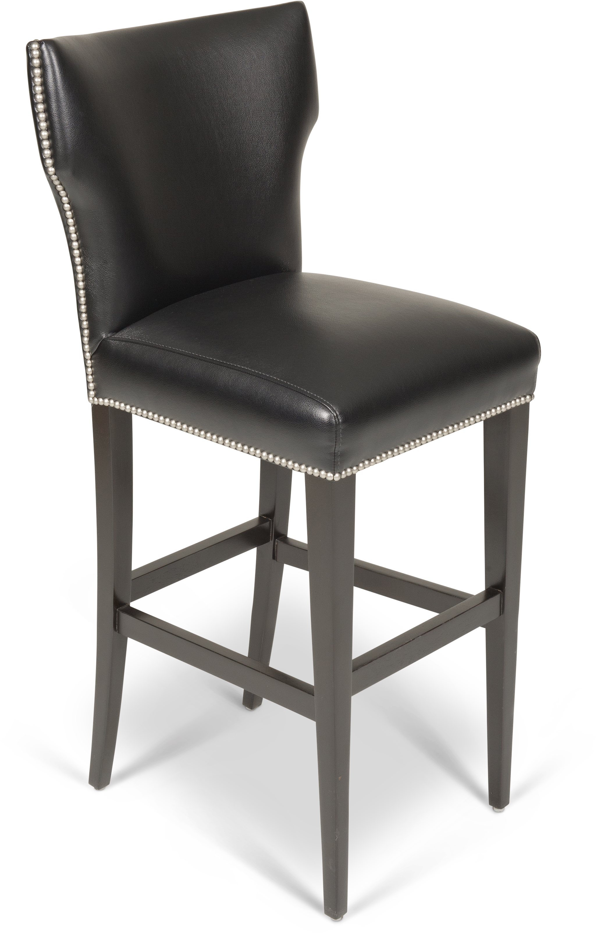 Black Barstool With Silver Accent Nail Heads - Chair (2483x3732), Png Download