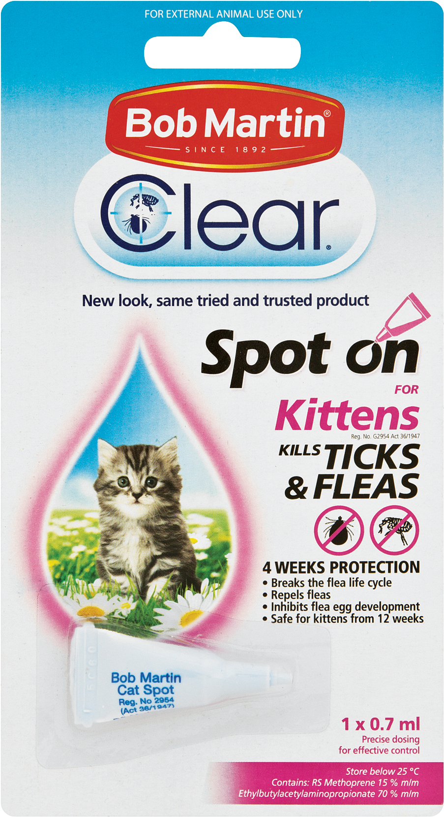 Clear Tick & Flea Spot On For Kittens - Bob Martin Spot On Dogs (1052x1801), Png Download
