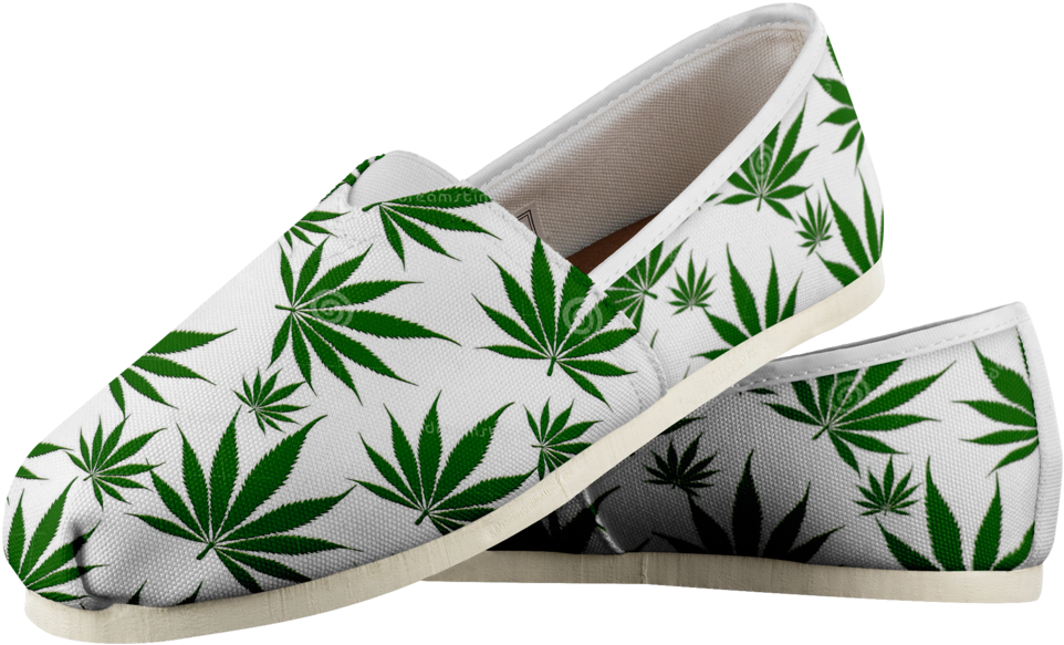 Customized Weed Design Print Casual Shoes, Women's, - Slip-on Shoe (1024x1024), Png Download