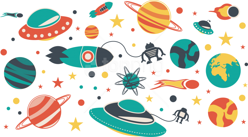 Free Png Download Space Universe Flat Material Png - Outer Space Cartoon Png (850x472), Png Download