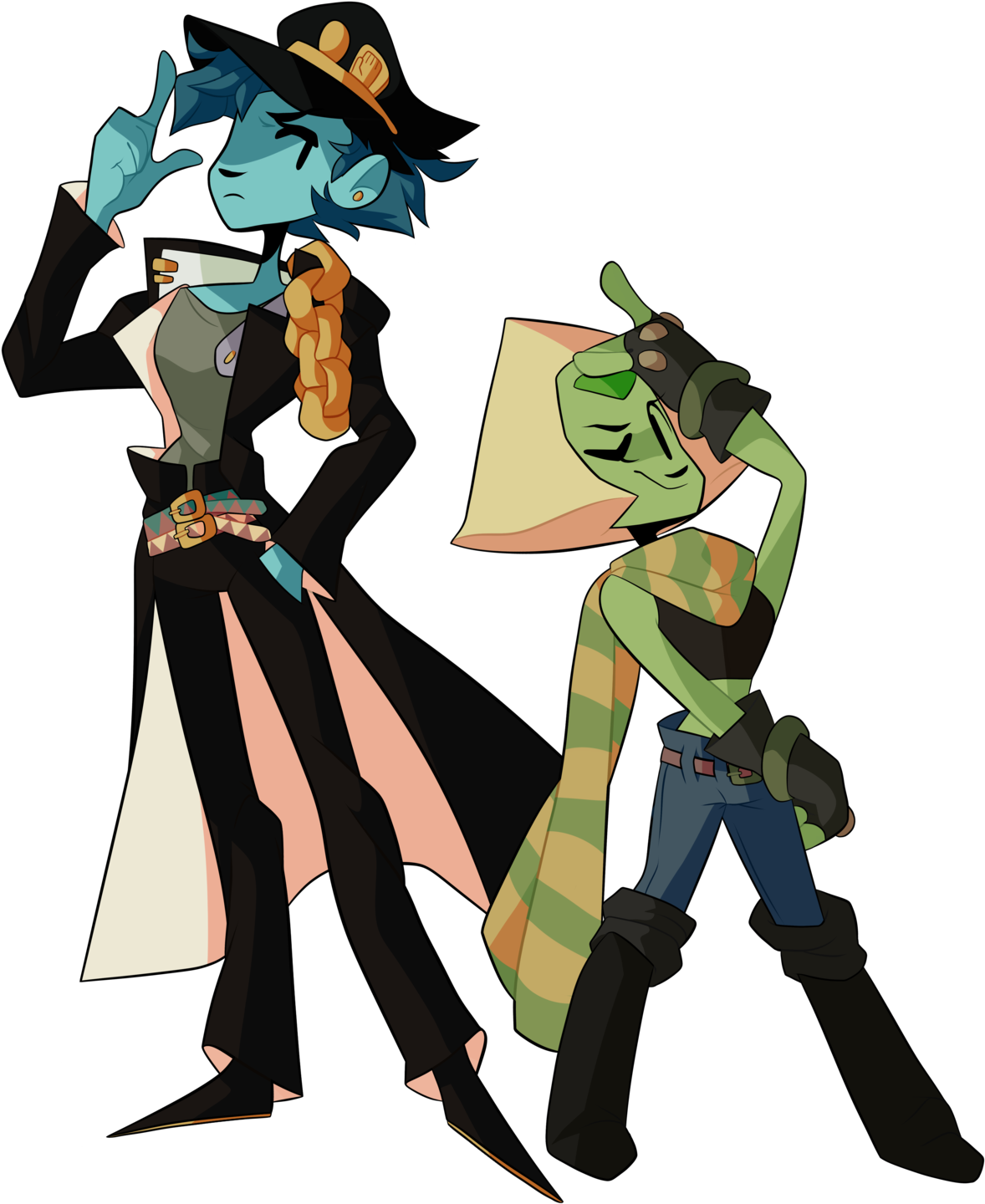 “ I Drew Lapis And Peridot In My Favorite Jojo's Outfits - Cartoon (1280x1660), Png Download