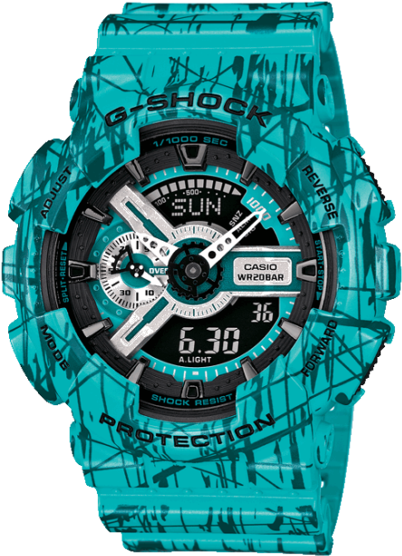 Casio G Shock Ga 110sl 3a Men's Ana Digi Blue Resin - G Shock Malaysia 2017 (640x640), Png Download