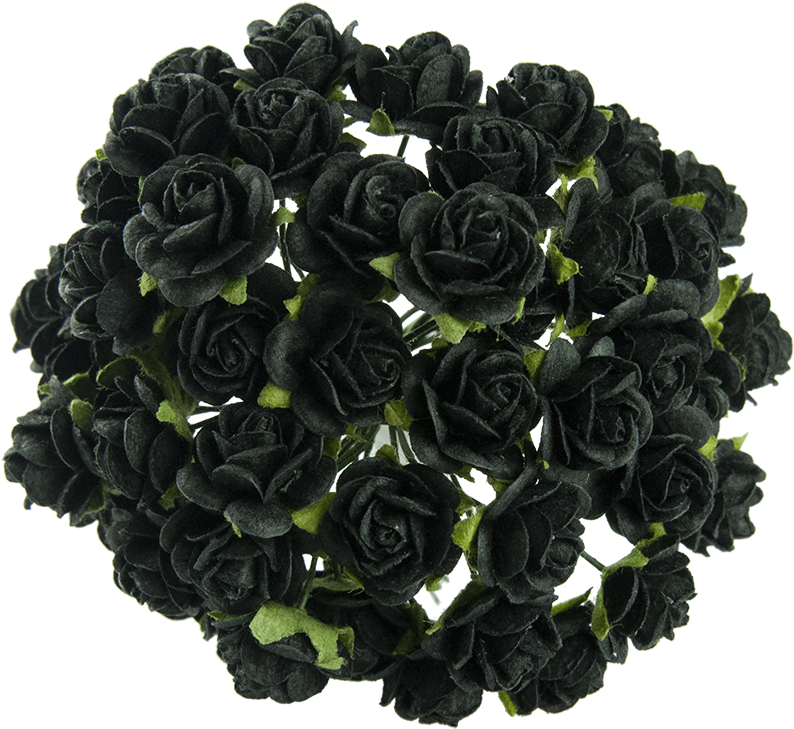 Jet Black Mulberry Paper Open Roses - Jet Black Roses (800x800), Png Download