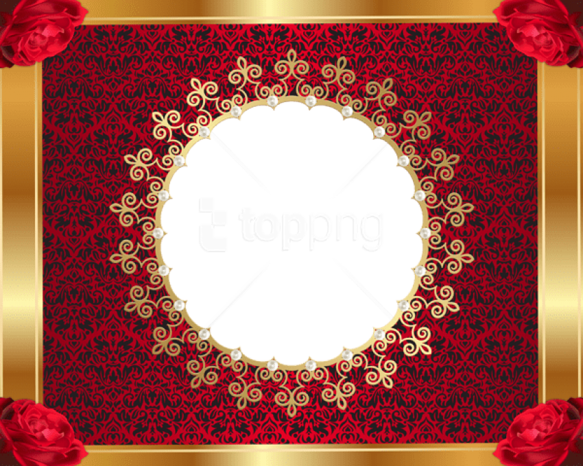 Free Png Best Stock Photos Red And Goldframe With Roses - Red Gold Picture Frames (850x680), Png Download
