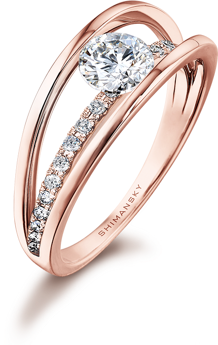 Rose Gold Evolym Micro Set Engagement Ring - Shimansky Engagement Rings (800x800), Png Download