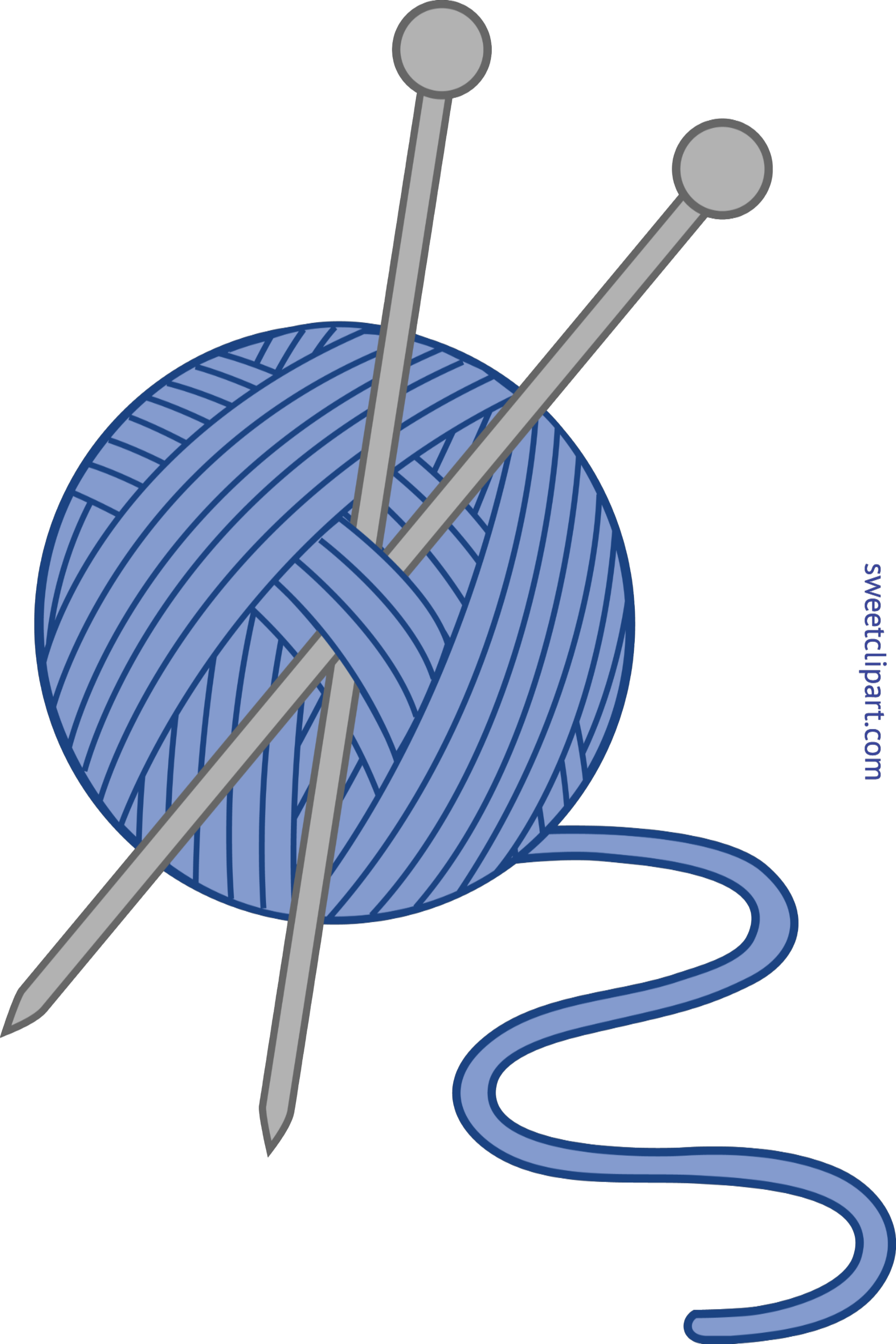 Knitting Yarn Needles Blue Clip Art - Knitting Needles Clip Art (3206x4809), Png Download