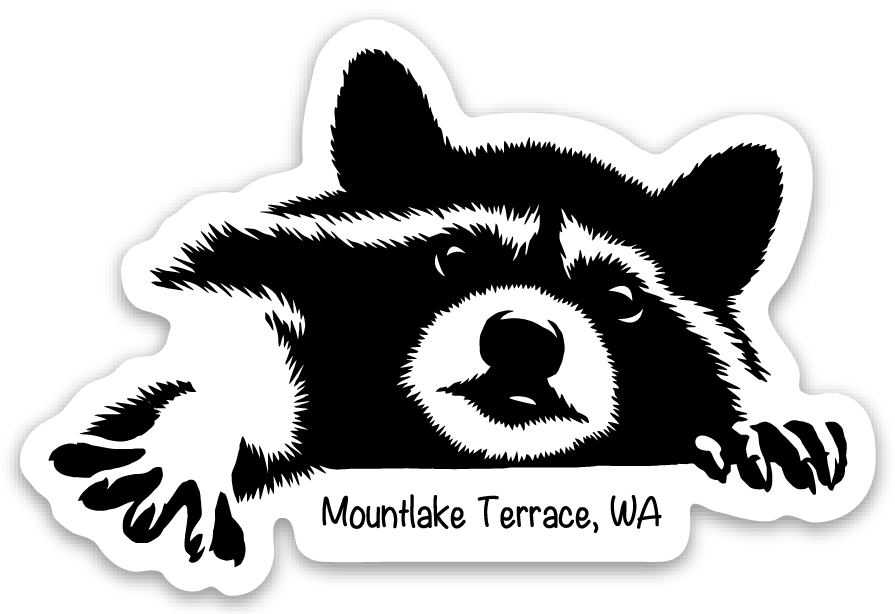 Mountlake Terrace Racoon Stickers - Black And White Racoon Drawings (895x614), Png Download