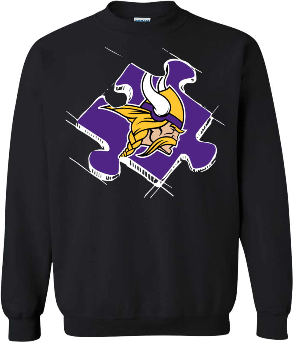 Minnesota Vikings Autism Puzzle Sweatshirt - Christmas Naruto Sweater (1155x1155), Png Download
