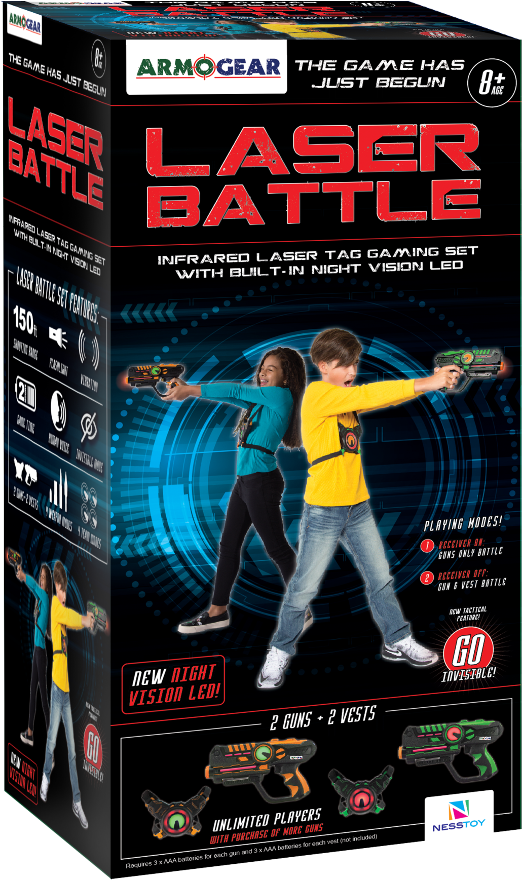 2 Pack Guns & Vest - Armogear Laser Tag (2048x2048), Png Download