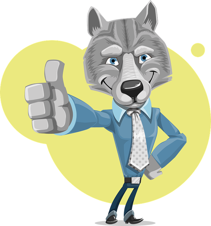 Mr Wolf - Wolf Cartoon Thumbs Up (673x720), Png Download