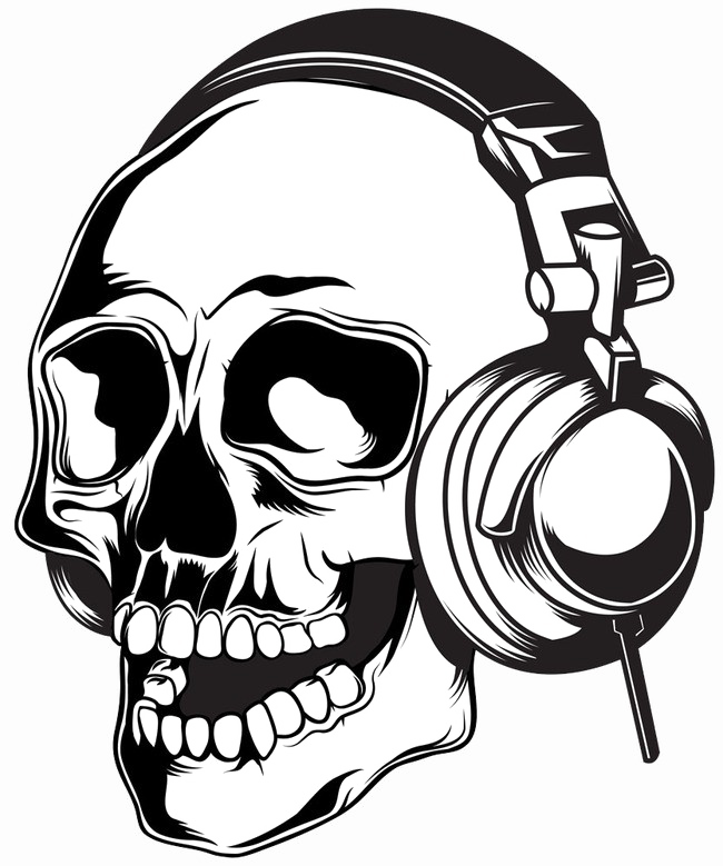 Creative Skull Png Download Image - Vinyl Stickers Decals Vinyl Skull Dj Monster Motorcycle (650x779), Png Download