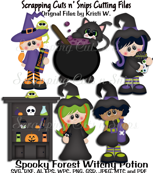 Spooky Forest Witchy Potion Shop Crew Cutting File - Cartoon (600x600), Png Download