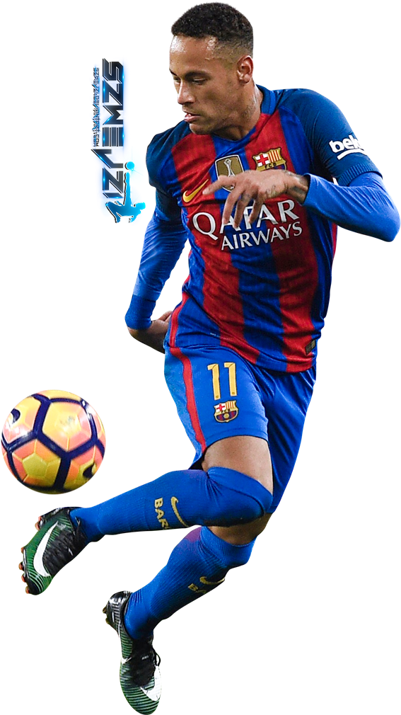 Neymar Football - Neymar Barcelona 2017 Png (583x1050), Png Download