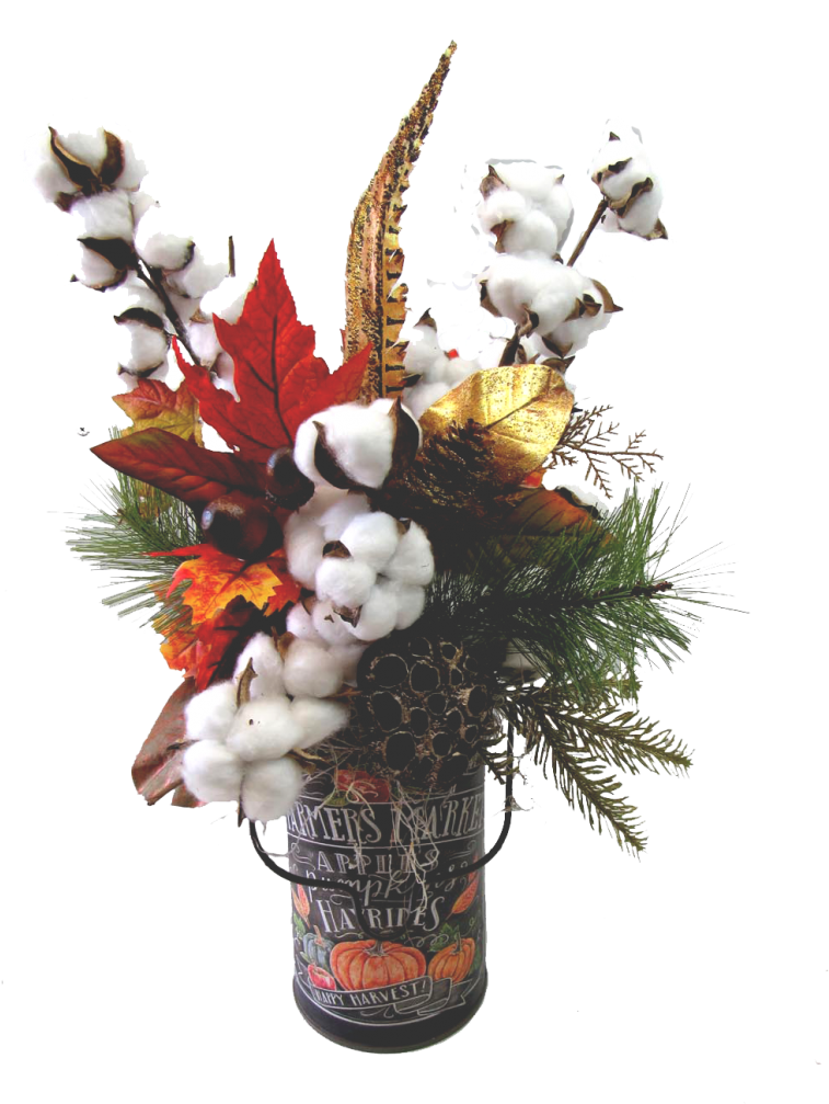 We Cut A Piece Of Styrofoam To Fit The Small Raz Bucket - Trendy Tree Raz Small Market Bucket With Cotton Arrangement (773x1024), Png Download