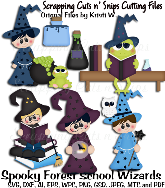 Spooky Forest School Wizards Cutting Files - Cartoon (600x600), Png Download