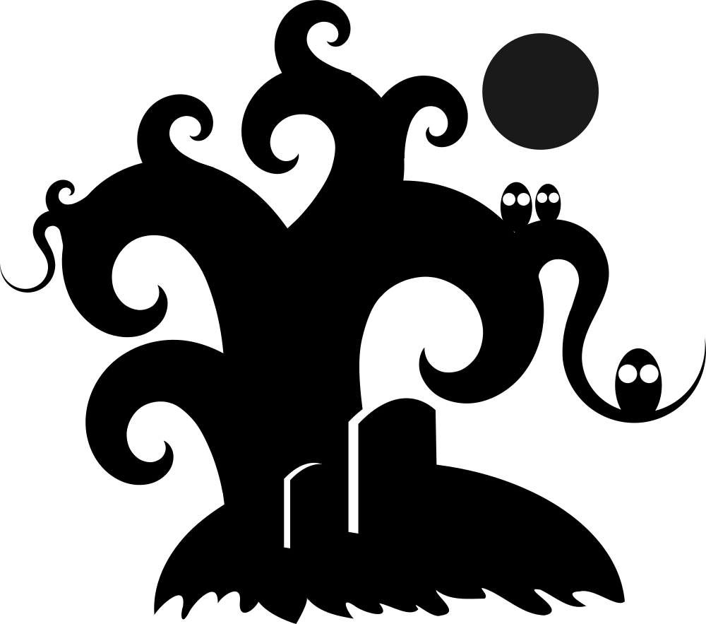 Halloween - Spooky Graves - Halloween Clipart Black And White (1000x883), Png Download