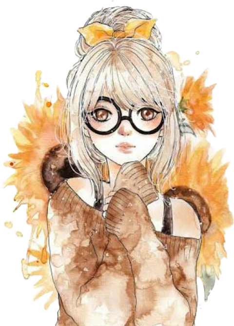 Sunflower Girl Tumblr Drawing (480x668), Png Download