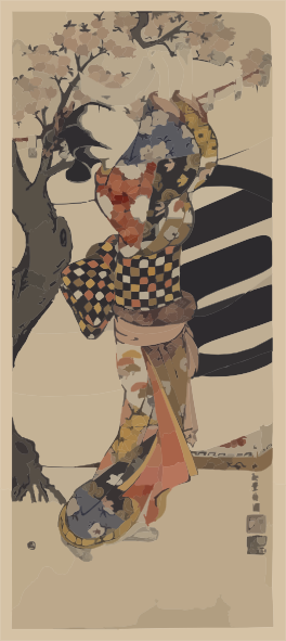 Woman Hanging Banner On Tree Clip Art At Clker - Hanging A Poem On A Cherry Tree (264x591), Png Download