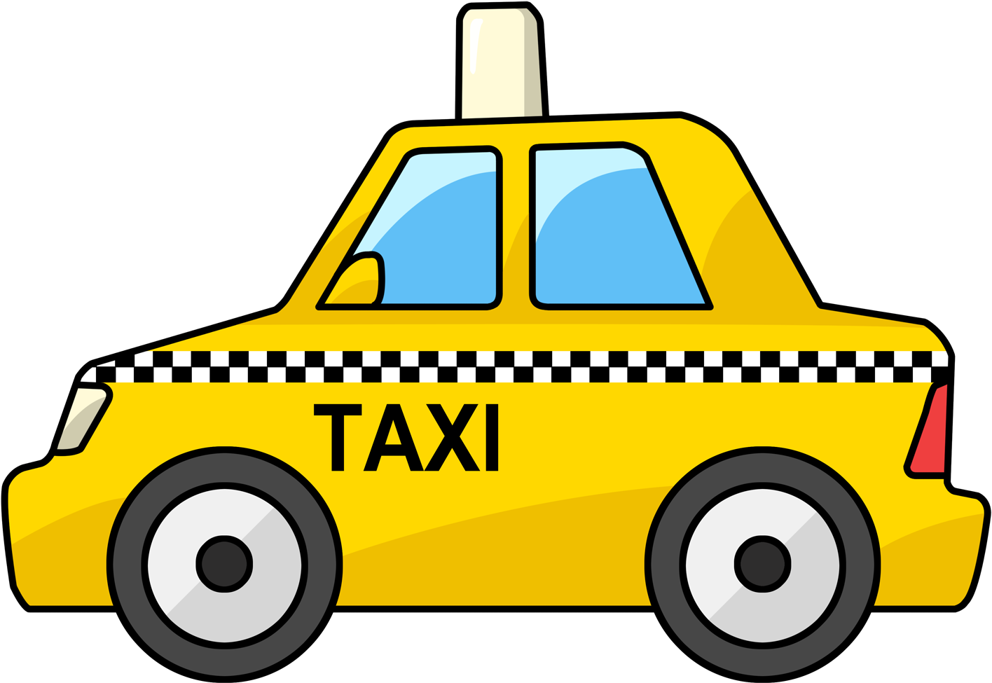 Clipart Transparent Stock Yellow Cab Outline Color - Taxi Cartoon (1600x1200), Png Download
