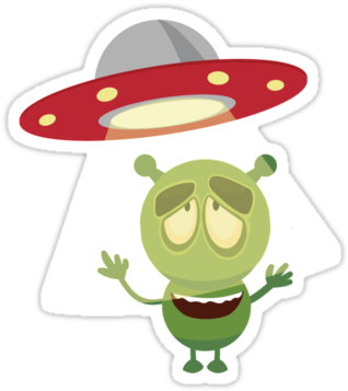 Cartoon Alien Character With Space Ship By Fantasytripp - Drawing (375x360), Png Download