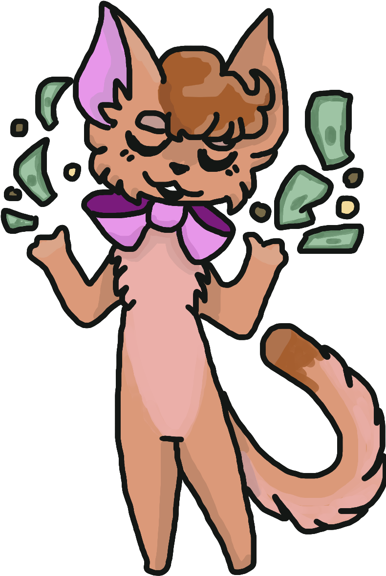 Muffin Likes Getting Money - Cartoon (800x1200), Png Download