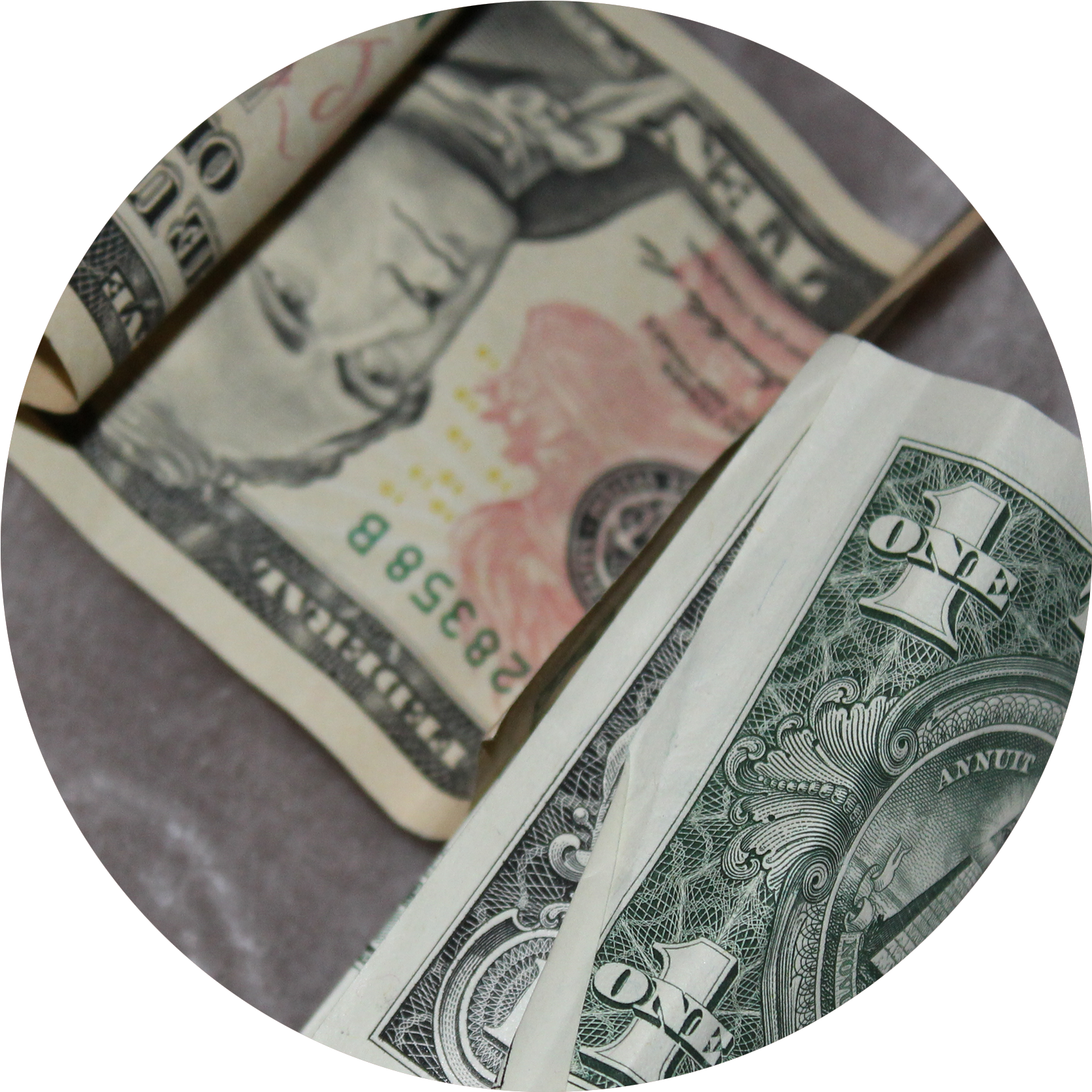 Two Wrinkled Dollar Bills - 10 Dollar Bill (1708x1709), Png Download