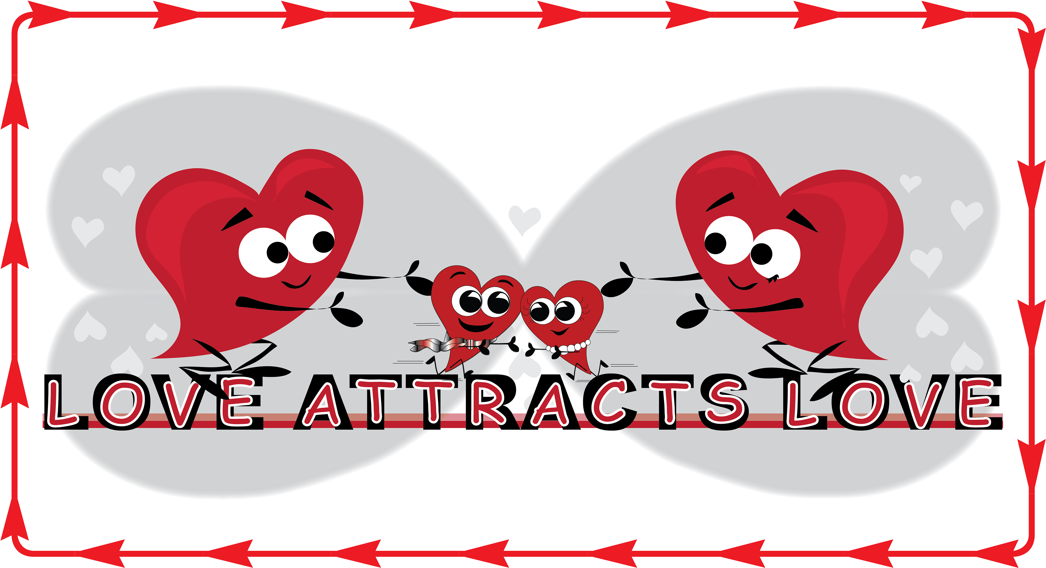 Red Hearts And Two Female Red Hearts Falling In Love - Cartoon (3840x2227), Png Download