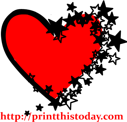 Falling Stars Clipart Heart - Black And Red Heart Clipart (417x417), Png Download