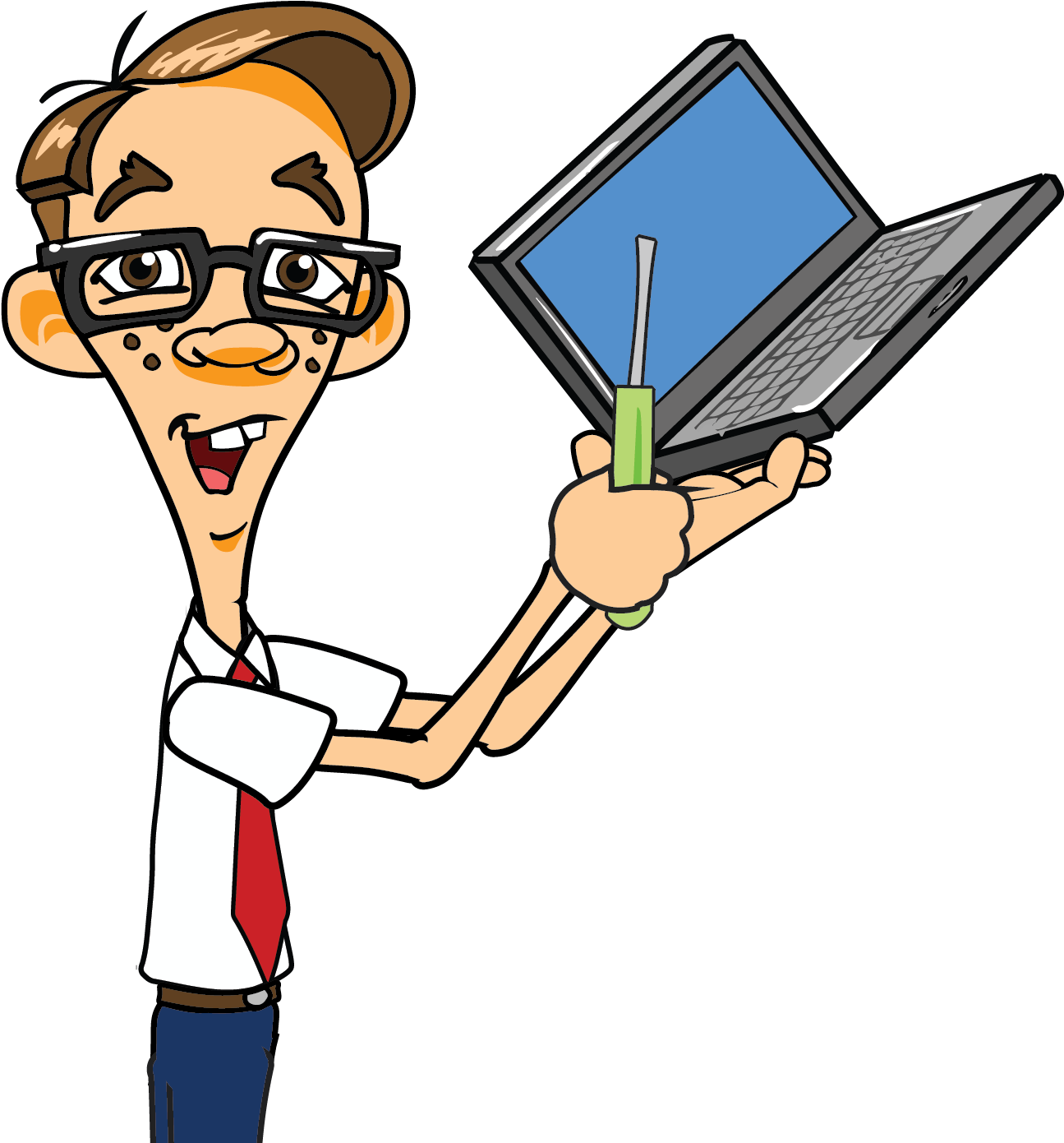 Download Pc Clipart Animated Computer - Computer Technician Cartoon Png ...