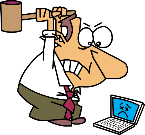 Angry Businessman Cartoon Computer - Computer Mad Cartoon (500x464), Png Download