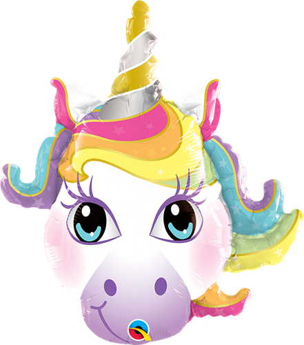 Unicorn Face Foil Larger Photo - Balloon (441x500), Png Download