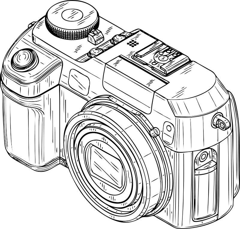 Camera Clip Art Black And White In Hd (600x573), Png Download